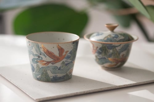Good Omen Handwarmer Teacup - Phoenix & Kunpeng