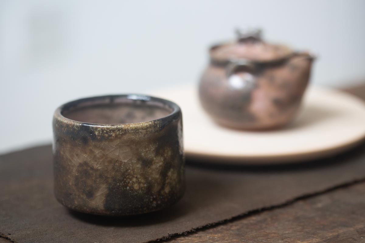 chameleon shino wood fired teacup 15 | BITTERLEAF TEAS