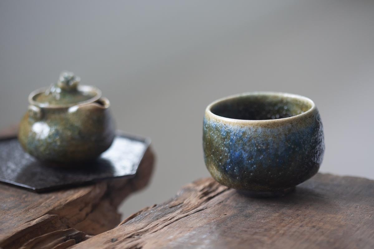 chameleon shino wood fired teacup 2 | BITTERLEAF TEAS