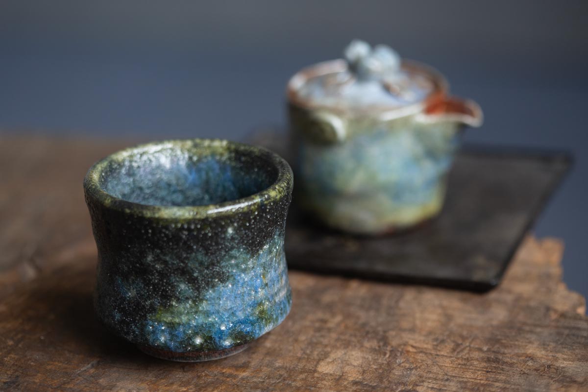 chameleon shino wood fired teacup 9 | BITTERLEAF TEAS